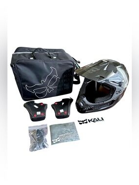 Kali Protectives Full Face Helmet Gloss Black MTB Motocross + Bag Pads DOT CPSC